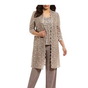 CONJ 3 PIEZAS BLUSA, CHAQUETA PANTALON BEIGE TALLA XL