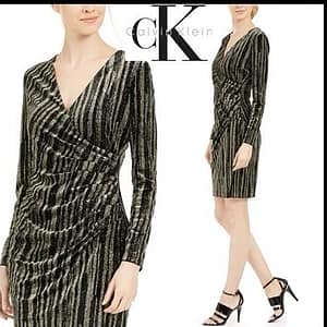 VESTIDO CALVIN KLEIN TALLA 10 NEGRO CON BRILLOS