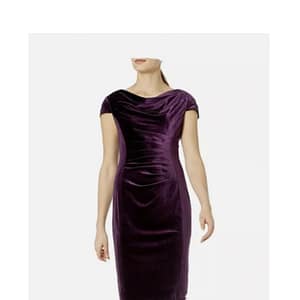 VESTIDO TAHARI TALLA 12 TERCIOPELO COLOR UVA