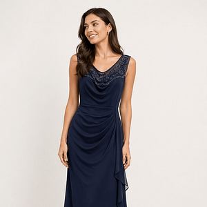 VESTIDO AZUL PIEDRERIA TALLA S