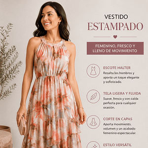 VESTIDO FLOREADO LARGO CK TALLA S