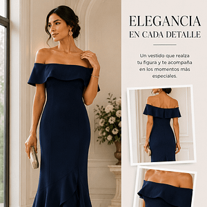 VESTIDO AZUL MARINO LARGO M,