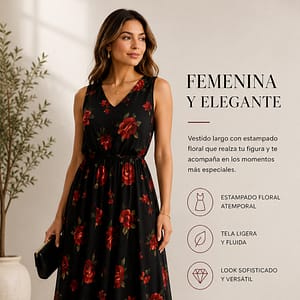 vestido rojo floreado