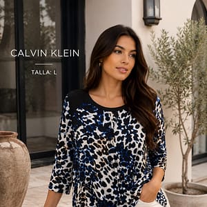 BLUSA CALVIN KLEIN ANIMAL PRINT AZUL TALLA L