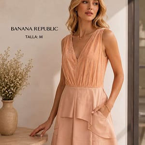 VESTIDO COLOR SALMON MARCA BANANA REPUBLIC TALLA M