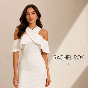 VESTIDO ELEGANTE BLANCO MARCA RACHEL ROY TALLA S