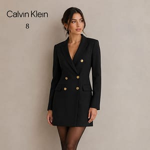 CHAQUETA LARGA ELEGANTE NEGRA MARCA CALVIN KLEIN TALLA 8