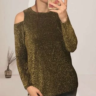 BLUSA MICHAEL KORS TALLA M AMARILLA BRILLOS