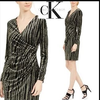 VESTIDO CALVIN KLEIN TALLA 10 NEGRO CON BRILLOS