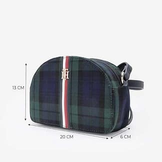 CARTERA TOMMY DE CUADROS AZUL/VERDE BORDE NEGRO