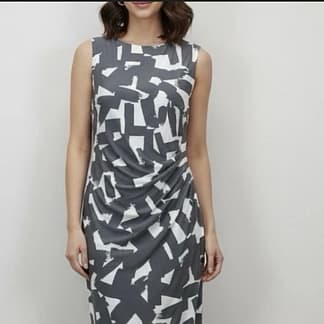 VESTIDO LAUNDRY TALLA S GRIS CON BLANCO