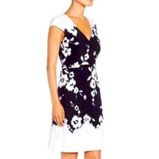 VESTIDO ADRIANNA PAPELL TALLA 6 NEGRO/BLANCO