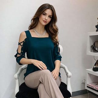 BLUSA MSK TALLA L VERDE