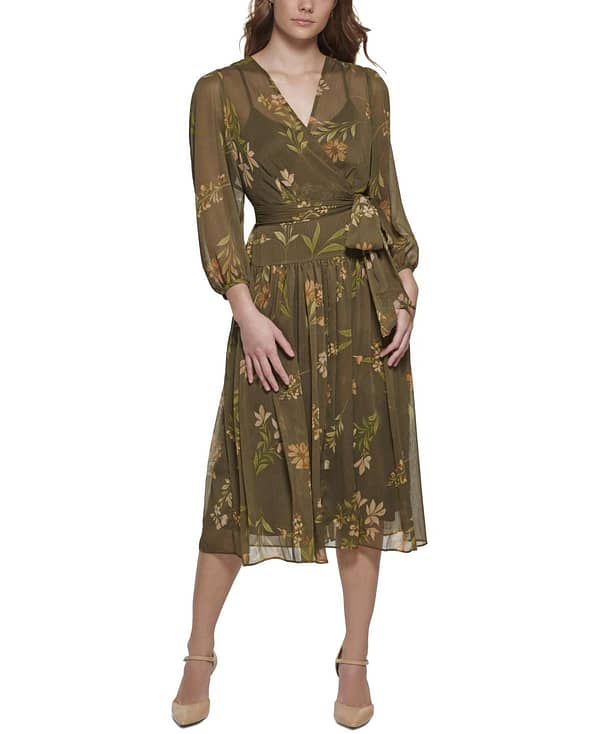 VESTIDO CALVIN KLEIN TALLA S VERDE CON FLORES