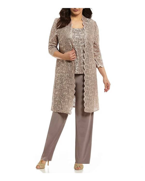 CONJ 3 PIEZAS BLUSA, CHAQUETA PANTALON BEIGE TALLA XL