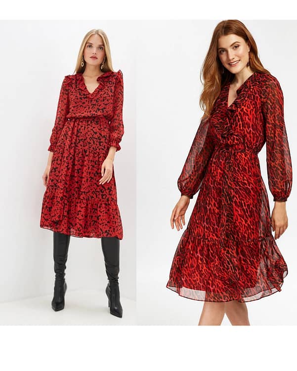 VESTIDO MICHAEL KORS ANIMAL PRINT ROJO TALLA M