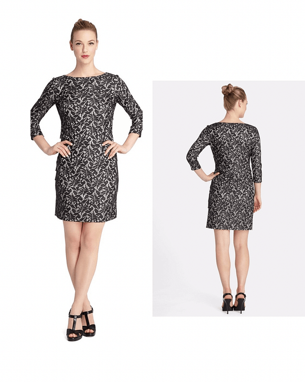 VESTIDO PARA COCTEL TAHARI ENCAJE EN NIVELES TALLA 6