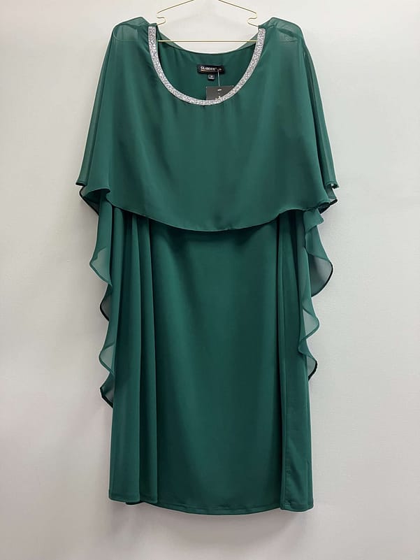 VESTIDO IN STUDIO TALLA 14 VERDE CON ADORNO DORADO CUELLO