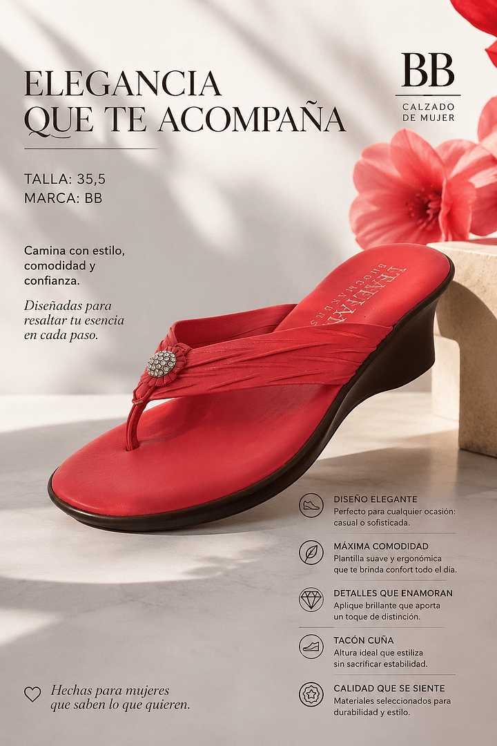 TACONES BAJOS ROJOS SUPER CÓMODOS  TALLA 35
