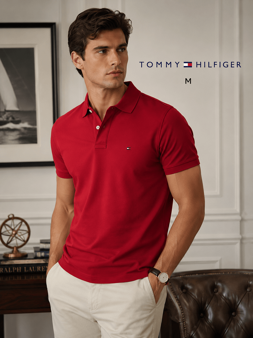 CAMISA ROJA VINO MARCA TOMMY HILFIGER TALLA M